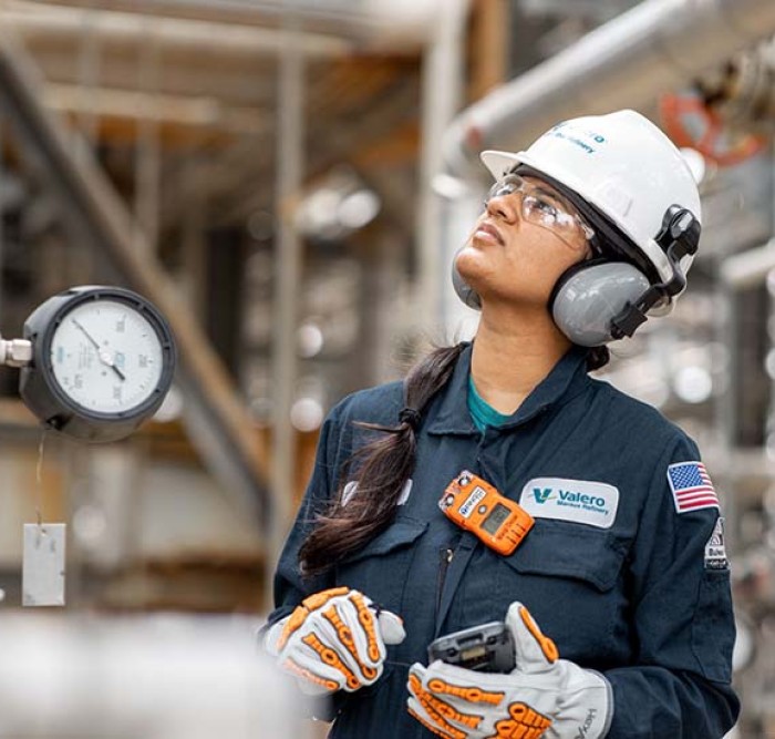 A Royal Dutch Shell employee monitors equipment at the Meraux refinery.